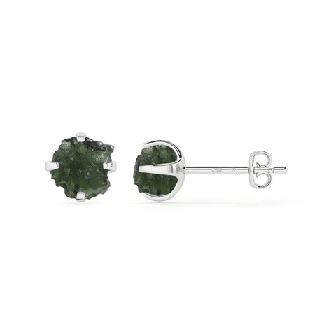 natural moldavite rough shape stud earrings