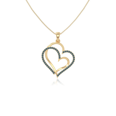 natural london-blue-topaz double heart necklaces in yellow gold vermeil 