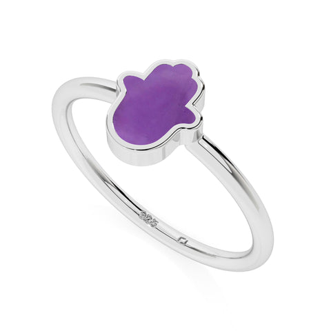 amethyst ahimsa shape stackable bezel-set ring