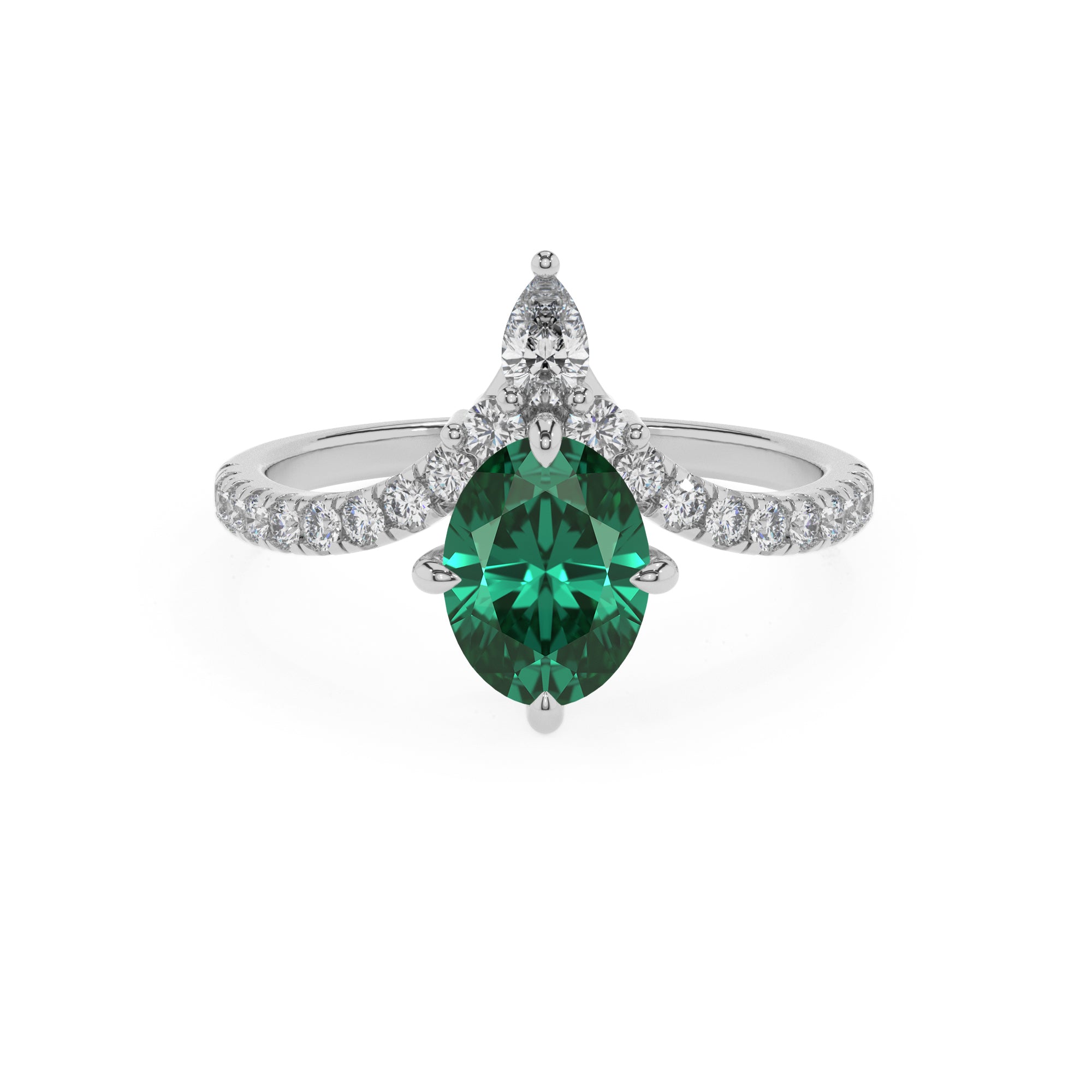 lab-grown emerald oval solitaire engagement ring