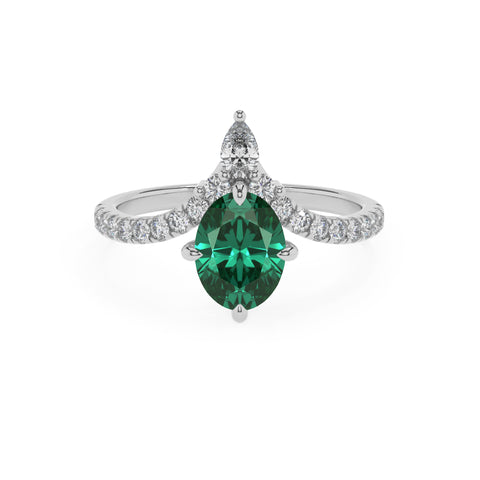 lab-grown emerald oval solitaire engagement ring