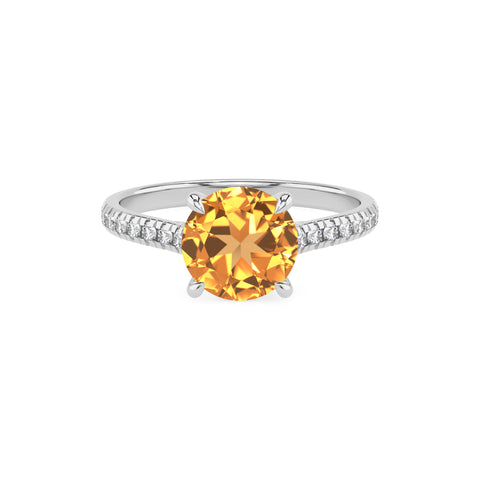 lab-grown citrine round half eterity solitaire engagement ring