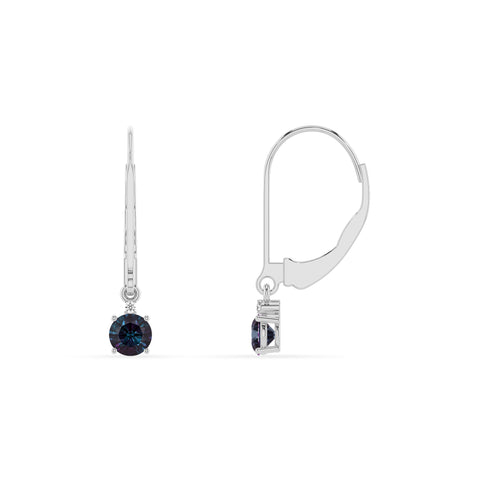 lab grown alexandrite round dangle earrings with moissanite 