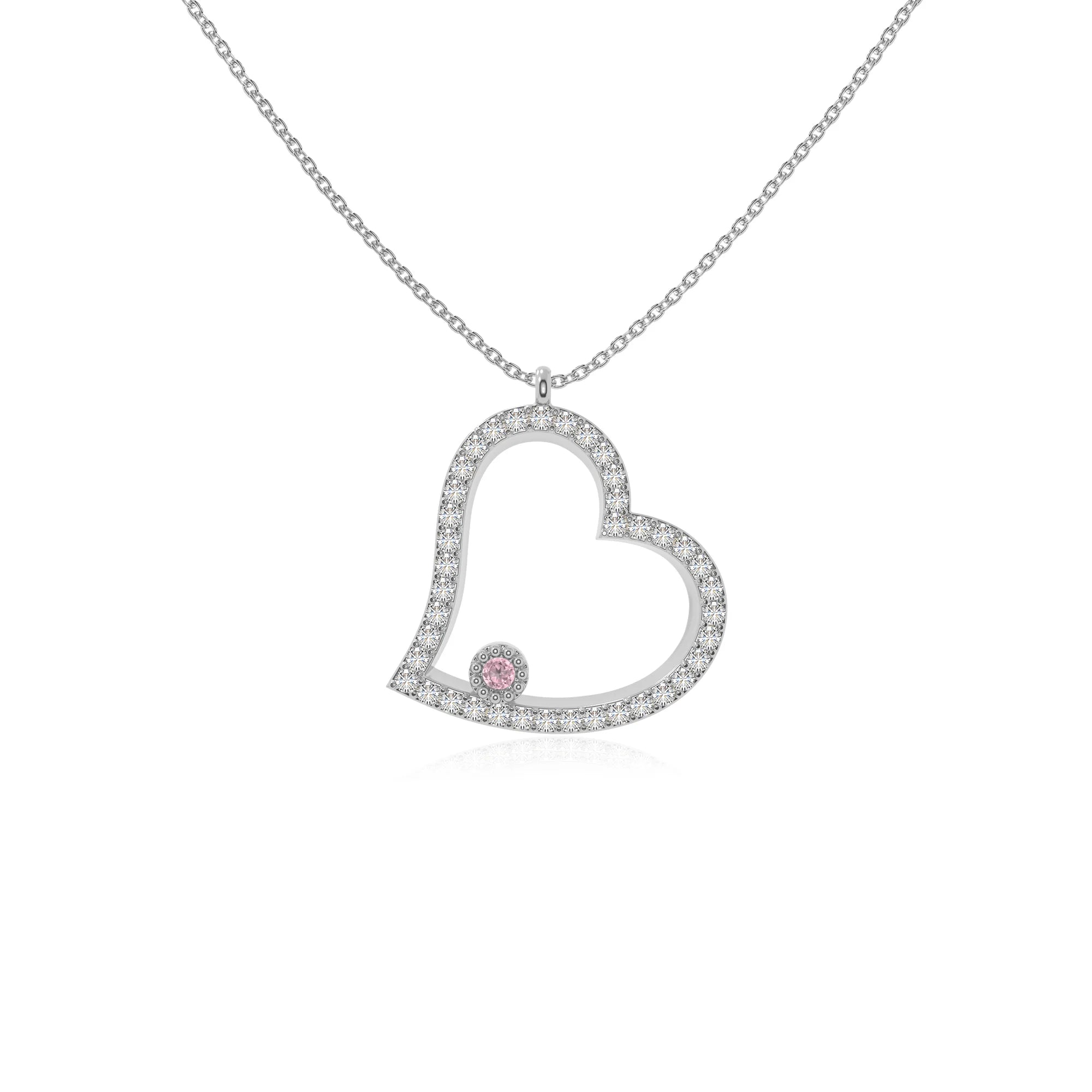 natural pink-tourmaline heart necklaces in sterling silver 