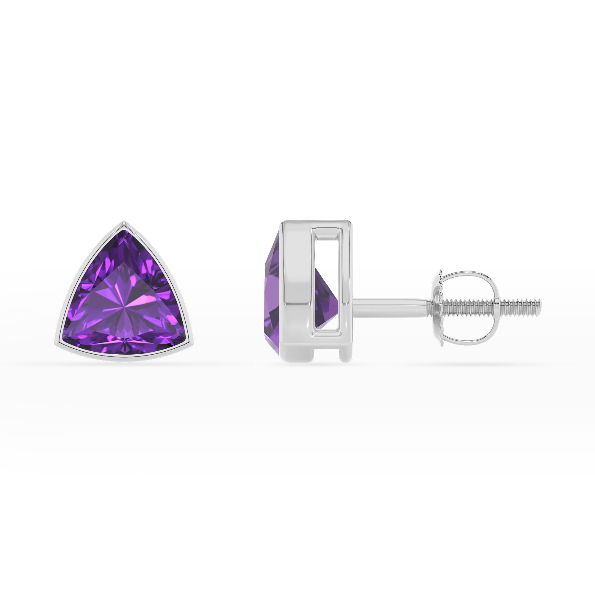 lab grown amethyst trillion stud earrings 