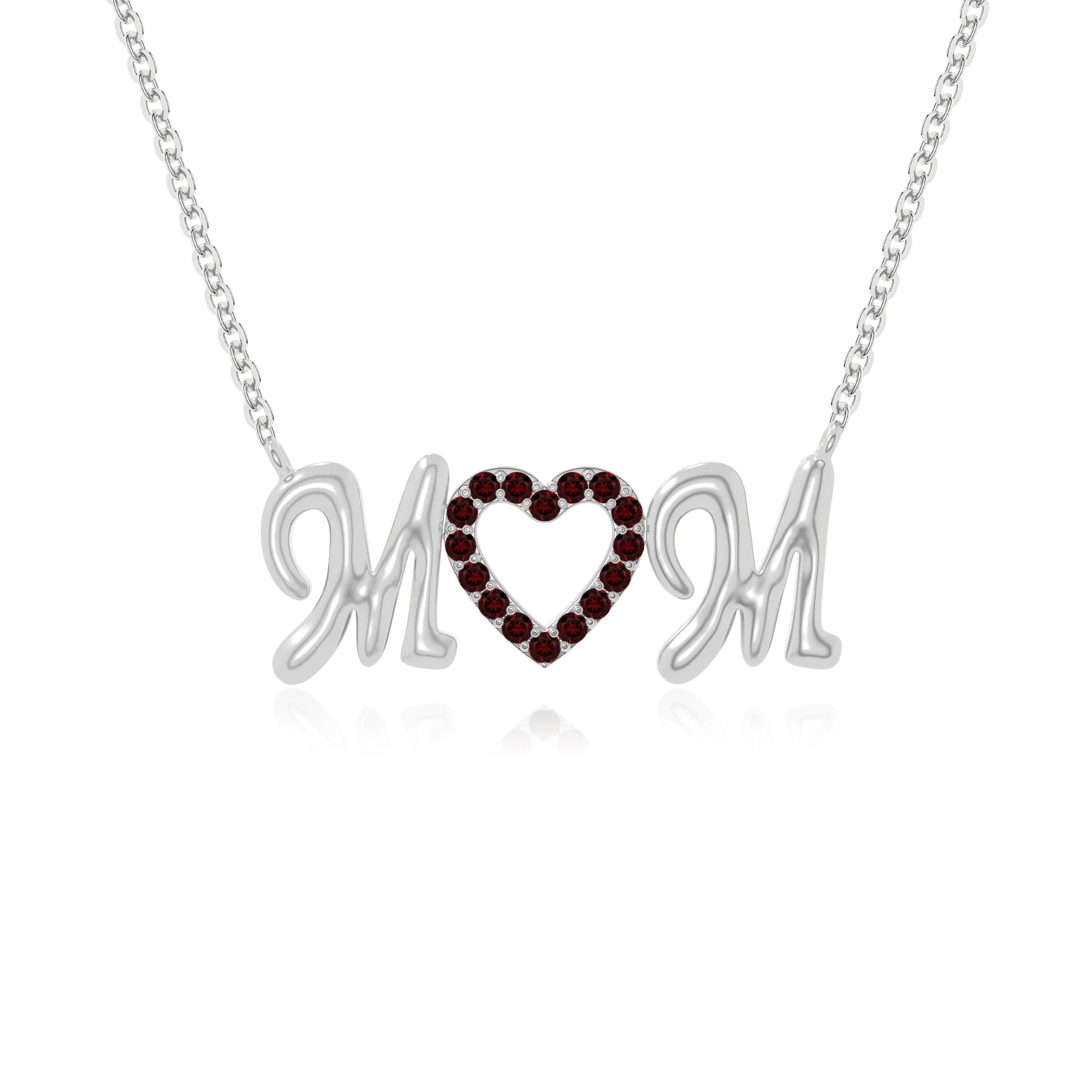 natural garnet mom heart necklaces in sterling silver 