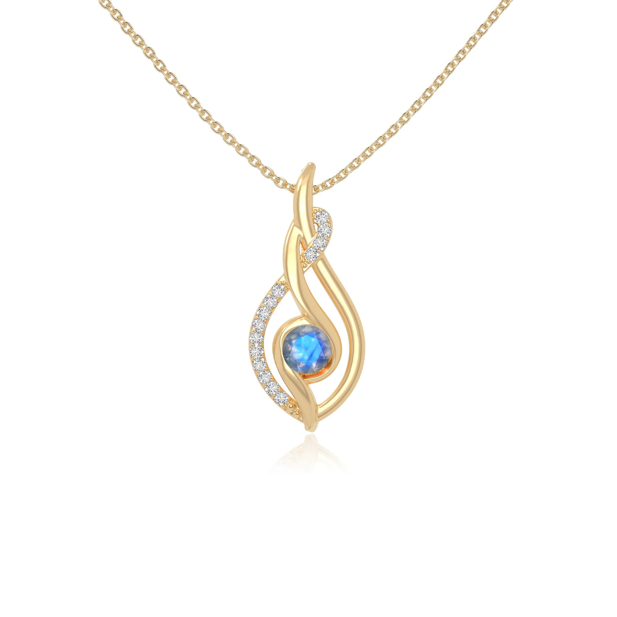 natural labradorite twisted infinty knot necklaces in yellow gold vermeil 