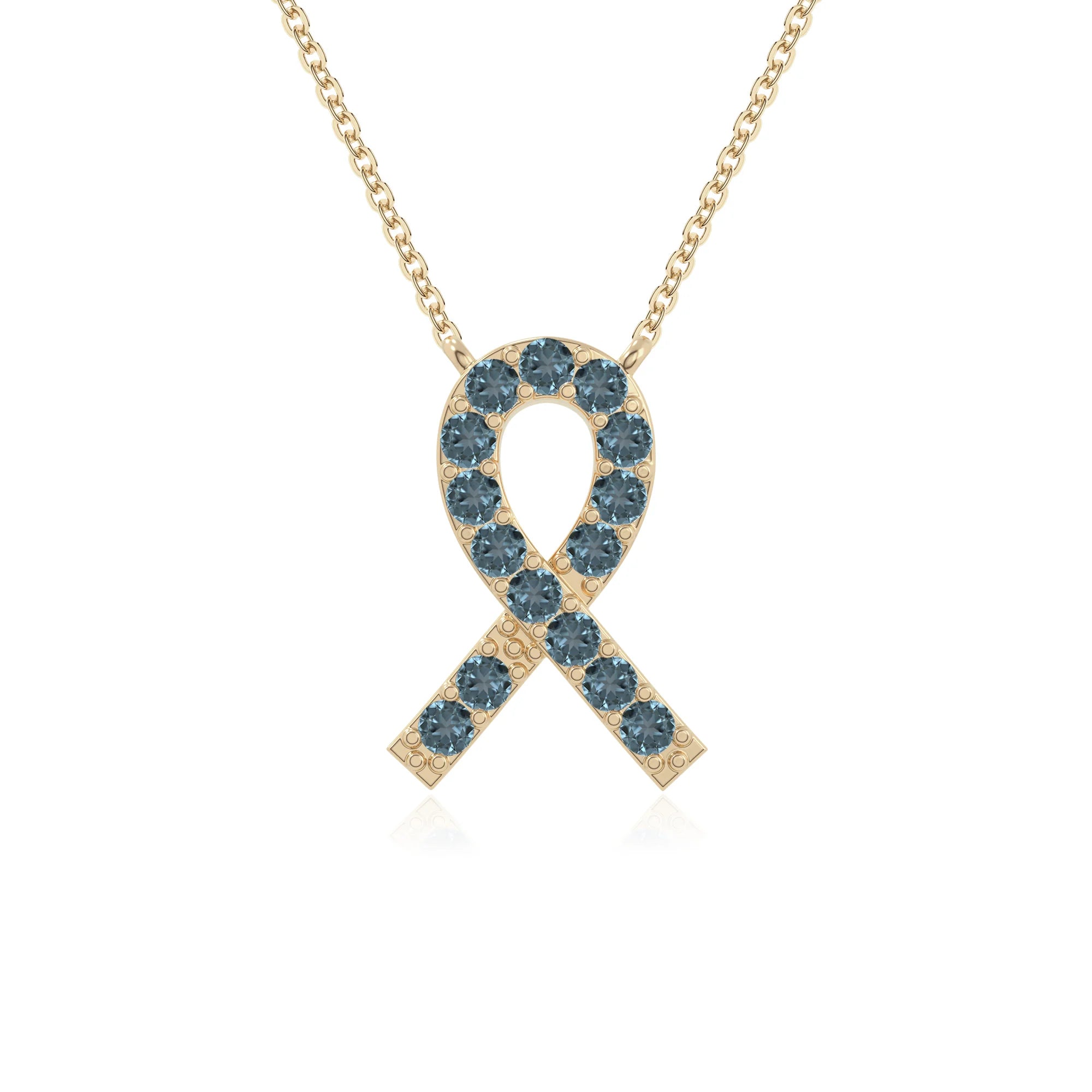 natural london blue topaz cancer ribbon necklaces in yellow gold vermeil 