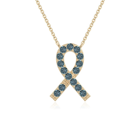 natural london blue topaz cancer ribbon necklaces in yellow gold vermeil 