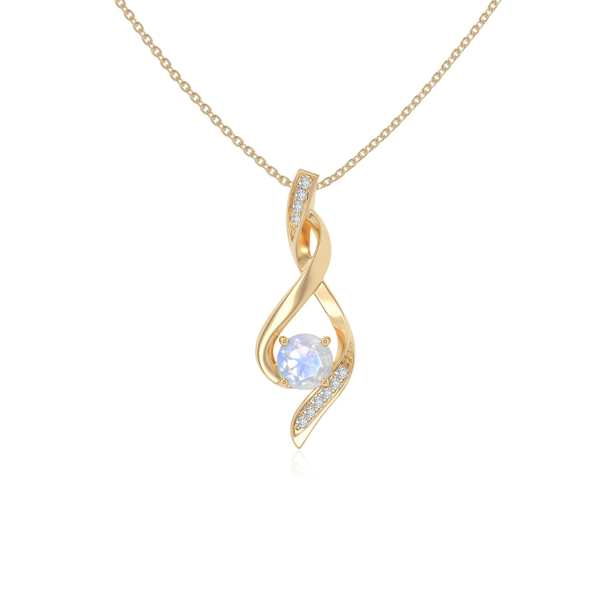 rainbow moonstone infinity necklaces in yellow gold vermeil 
