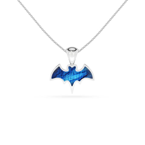 natural labradorite bat shape pendant necklace