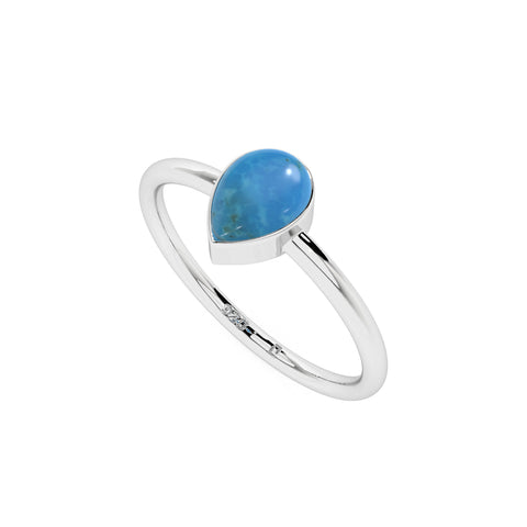 turquoise pear cab stackable bezel-set ring