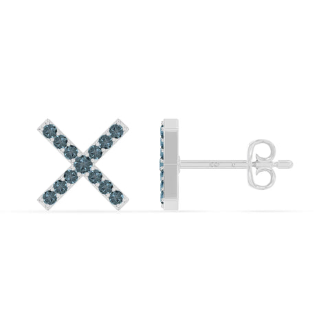 natural london-blue-topaz x stud earrings in sterling silver 