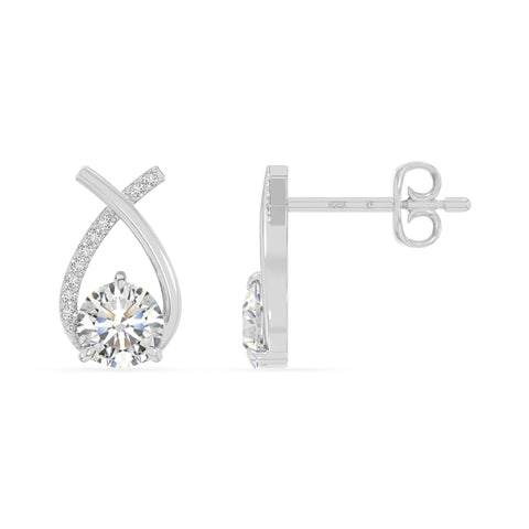 moissanite fishtail stud earrings in sterling silver 