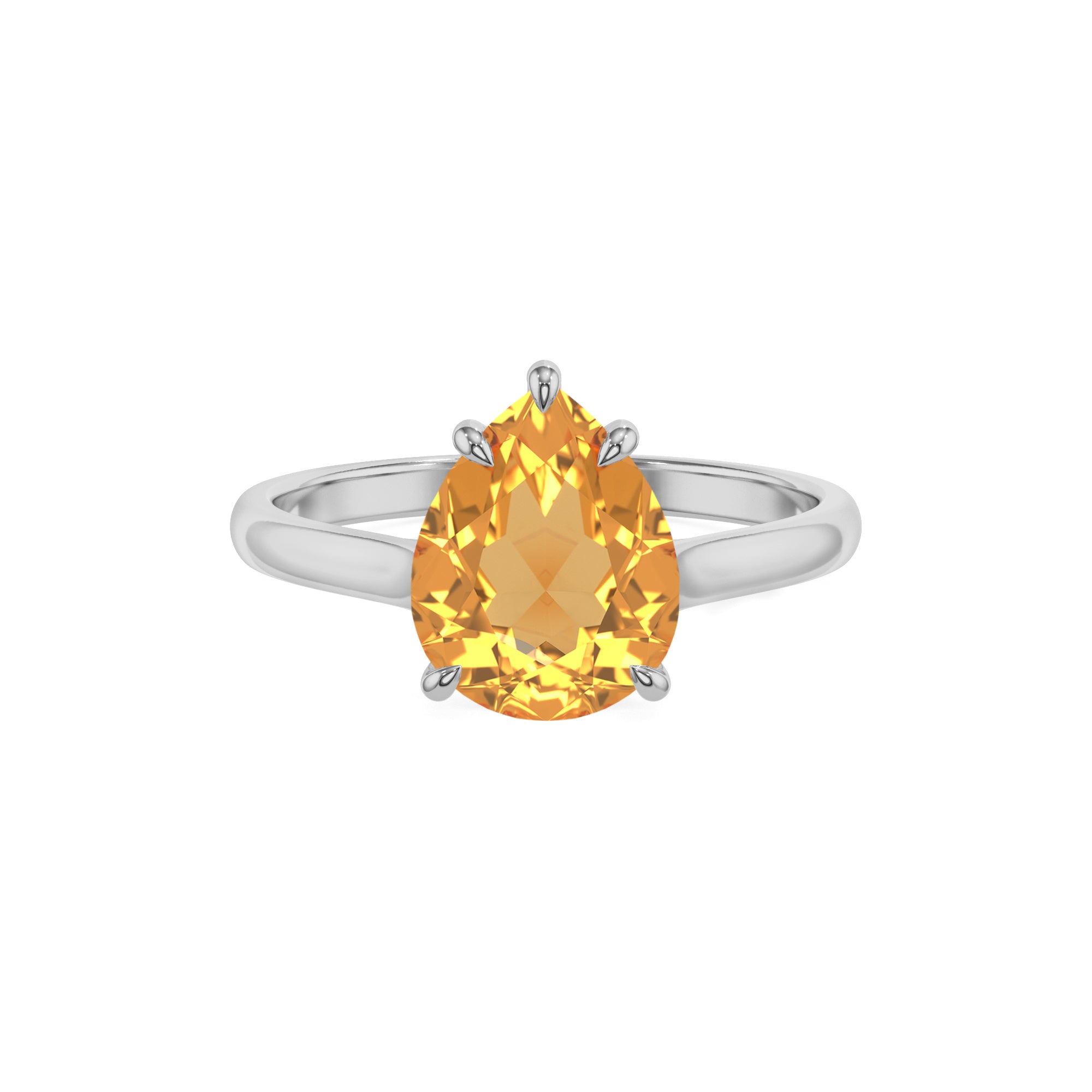 lab grown citrine pear solitaire engagement ring