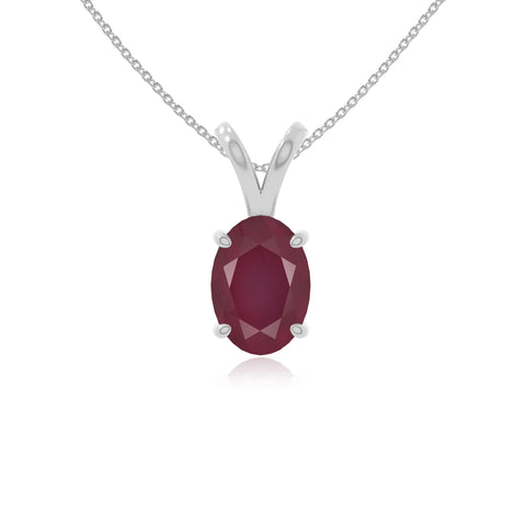 natural ruby v-bale solitaire necklaces in sterling silver 