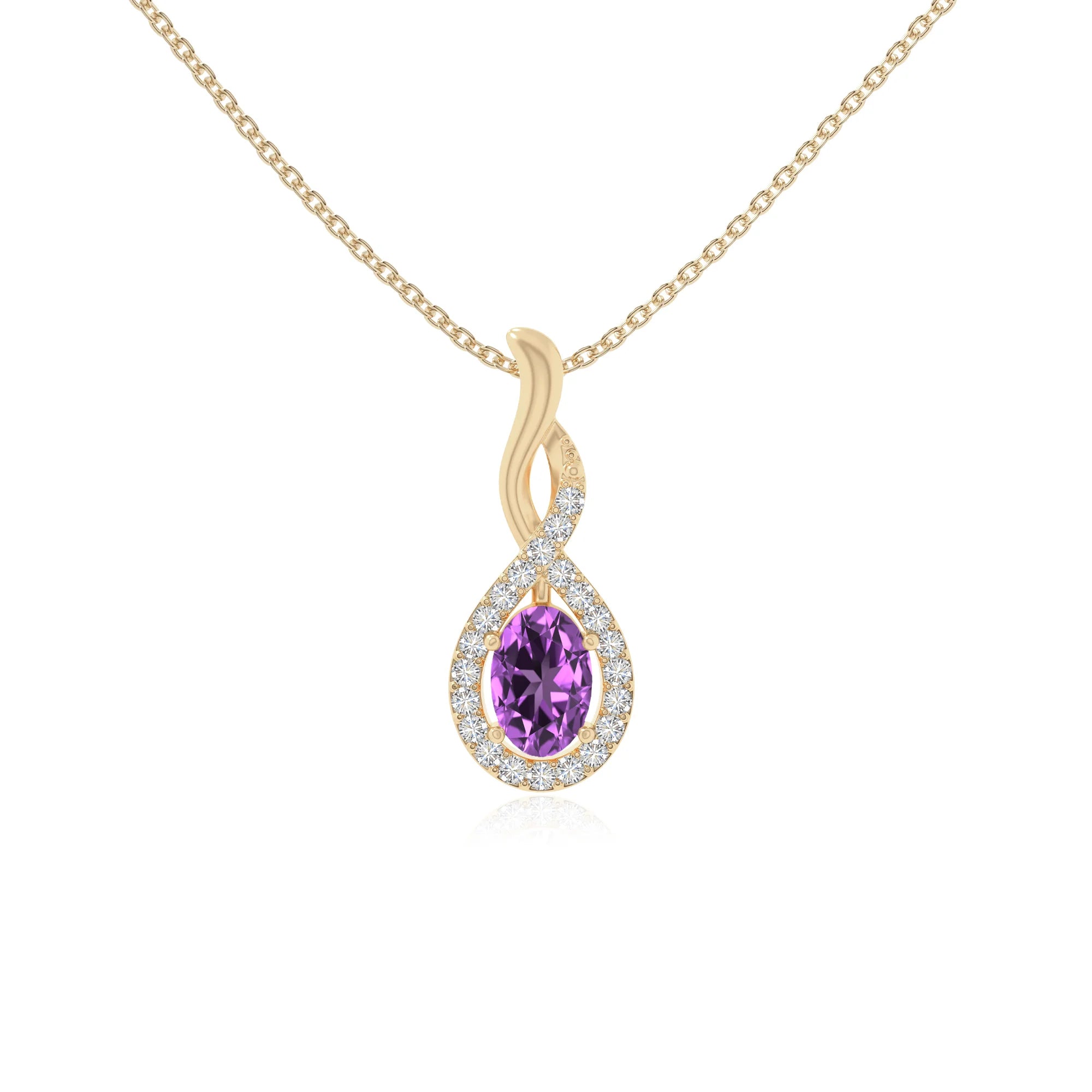 natural amethyst infinity necklaces in yellow gold vermeil 