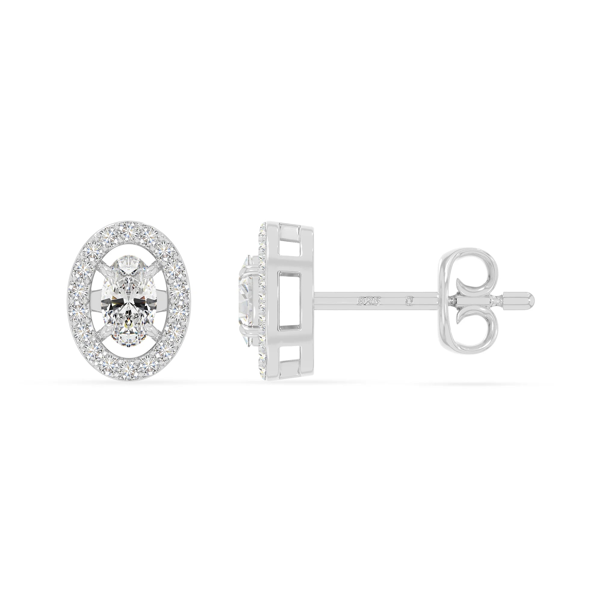 moissanite halo stud earrings in sterling silver 
