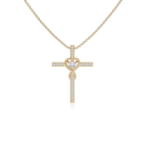 moissanite infinity cross necklaces in yellow gold vermeil 
