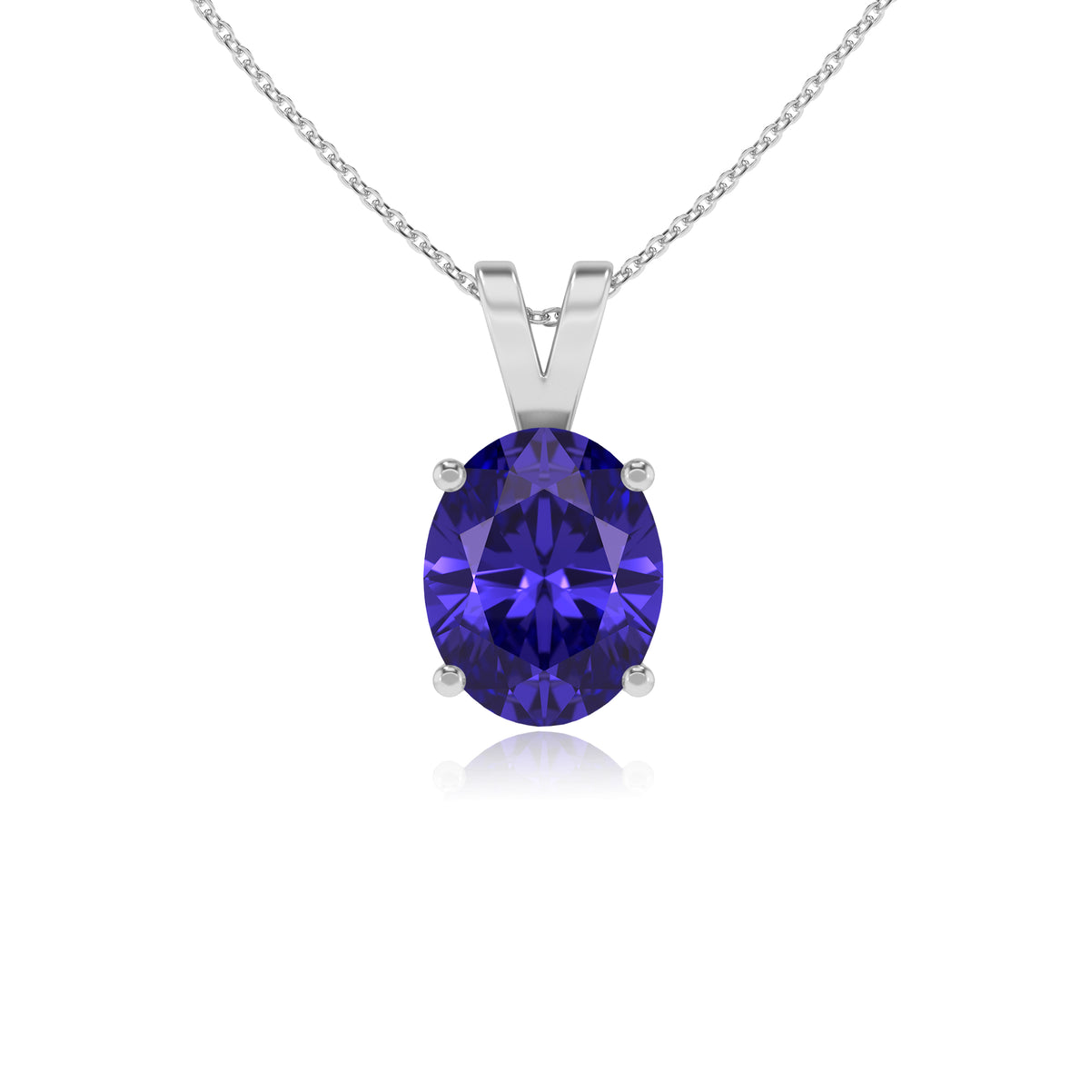 lab grown tanzanite oval shape solitaire v-bale pendant necklace