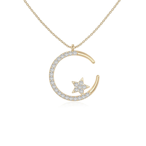 moissanite moon & star necklaces in yellow gold vermeil 