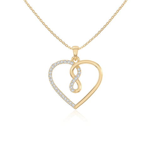 moissanite infinity heart necklaces in yellow gold vermeil 