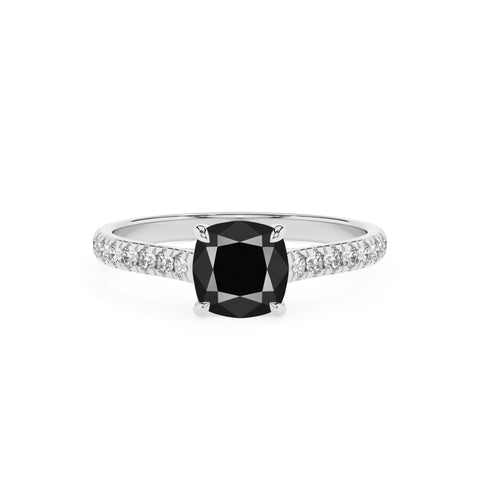 natural black-onyx cushion half eterity solitaire engagement ring