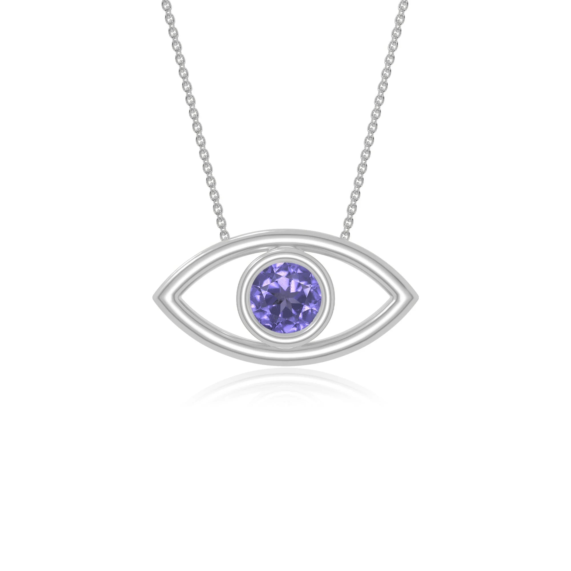 natural tanzanite evil eye necklaces in sterling silver 