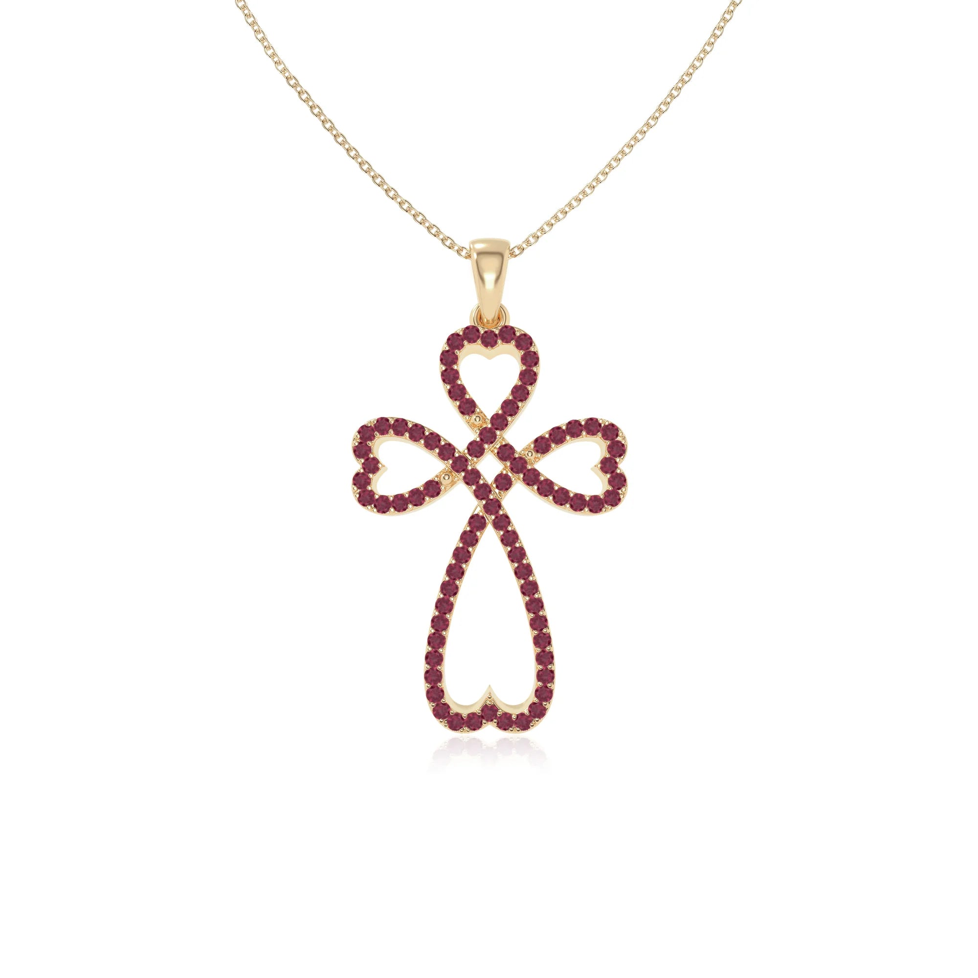 natural ruby infinity cross necklaces in yellow gold vermeil 