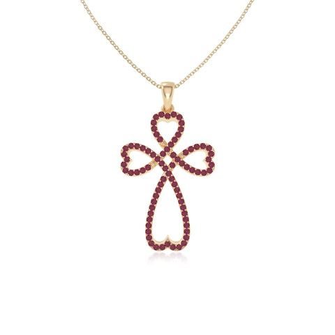 natural ruby infinity cross necklaces in yellow gold vermeil 