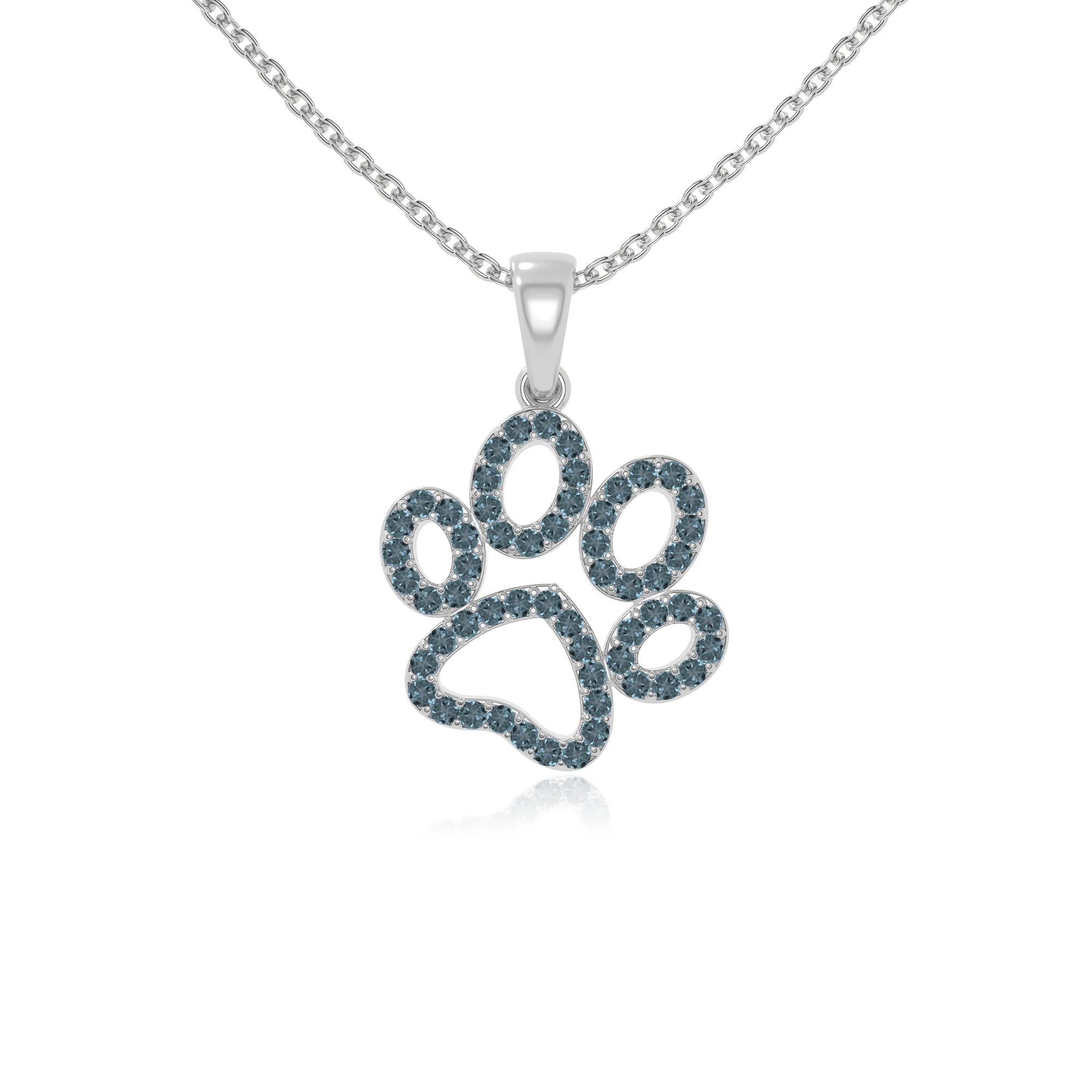 natural london blue topaz dog paw knot necklaces in sterling silver 
