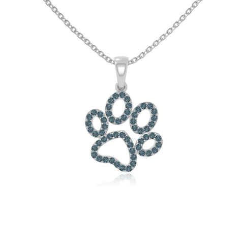 natural london blue topaz dog paw knot necklaces in sterling silver 