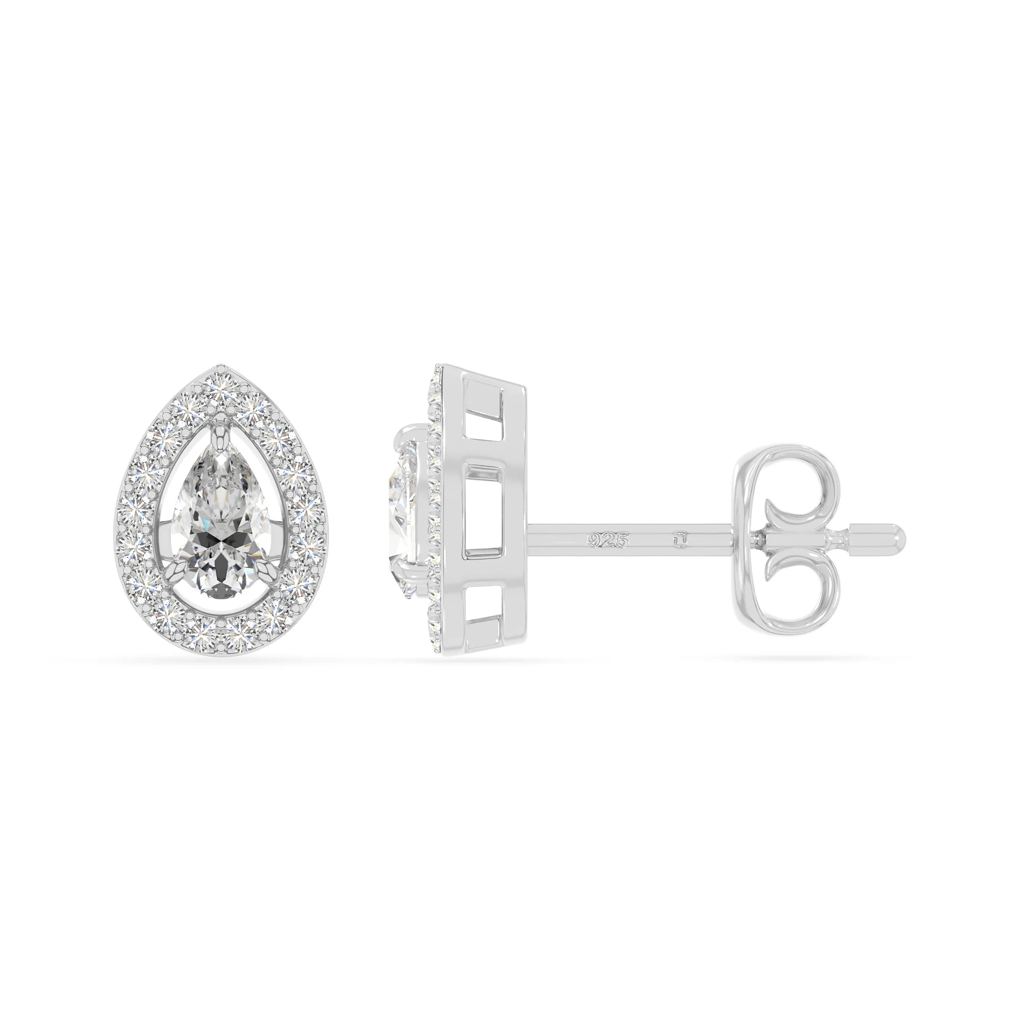 moissanite halo stud earrings in sterling silver 