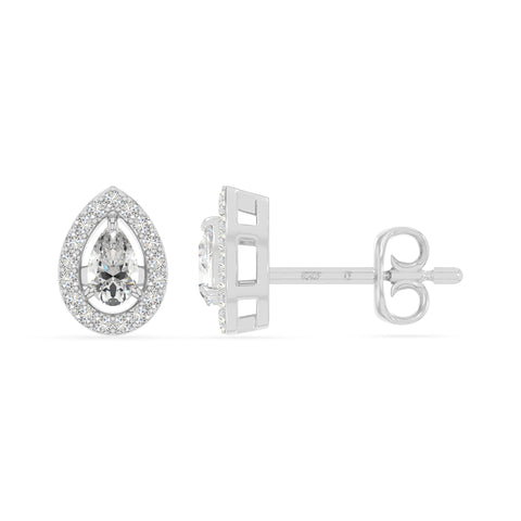 moissanite halo stud earrings in sterling silver 