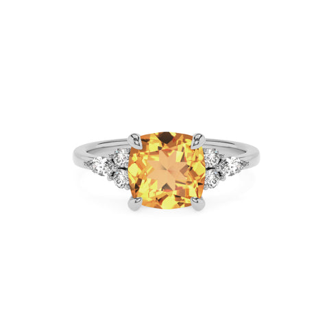 lab-grown citrine cushion solitaire engagement ring