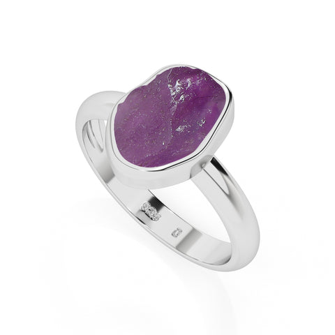 amethyst rough shape stackable bezel-set ring