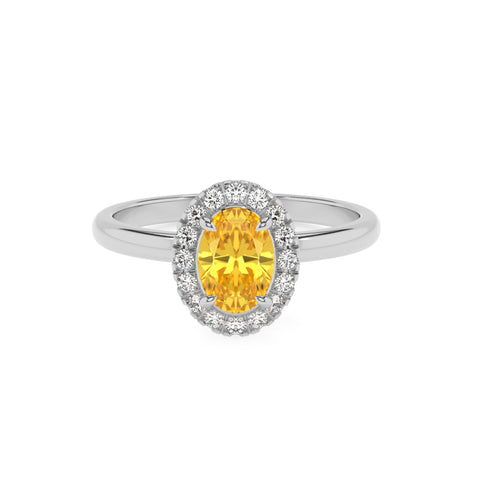 lab-grown yellow-sapphire oval halo solitaire engagement ring