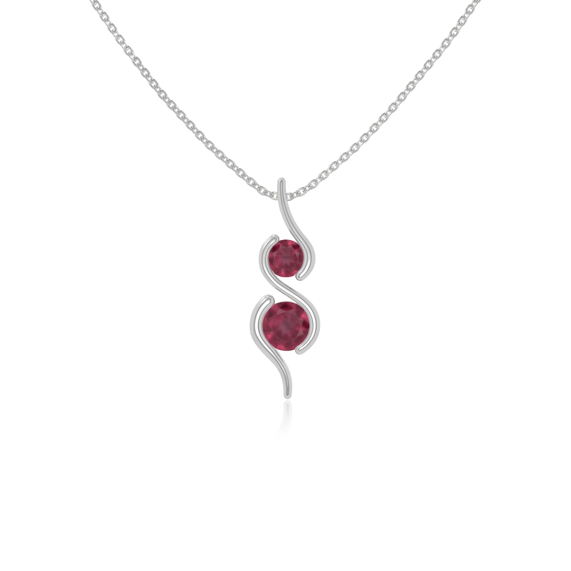 natural ruby 2 stone infinity necklaces in sterling silver 