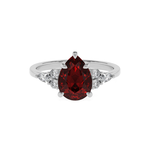 natural garnet pear solitaire engagement ring