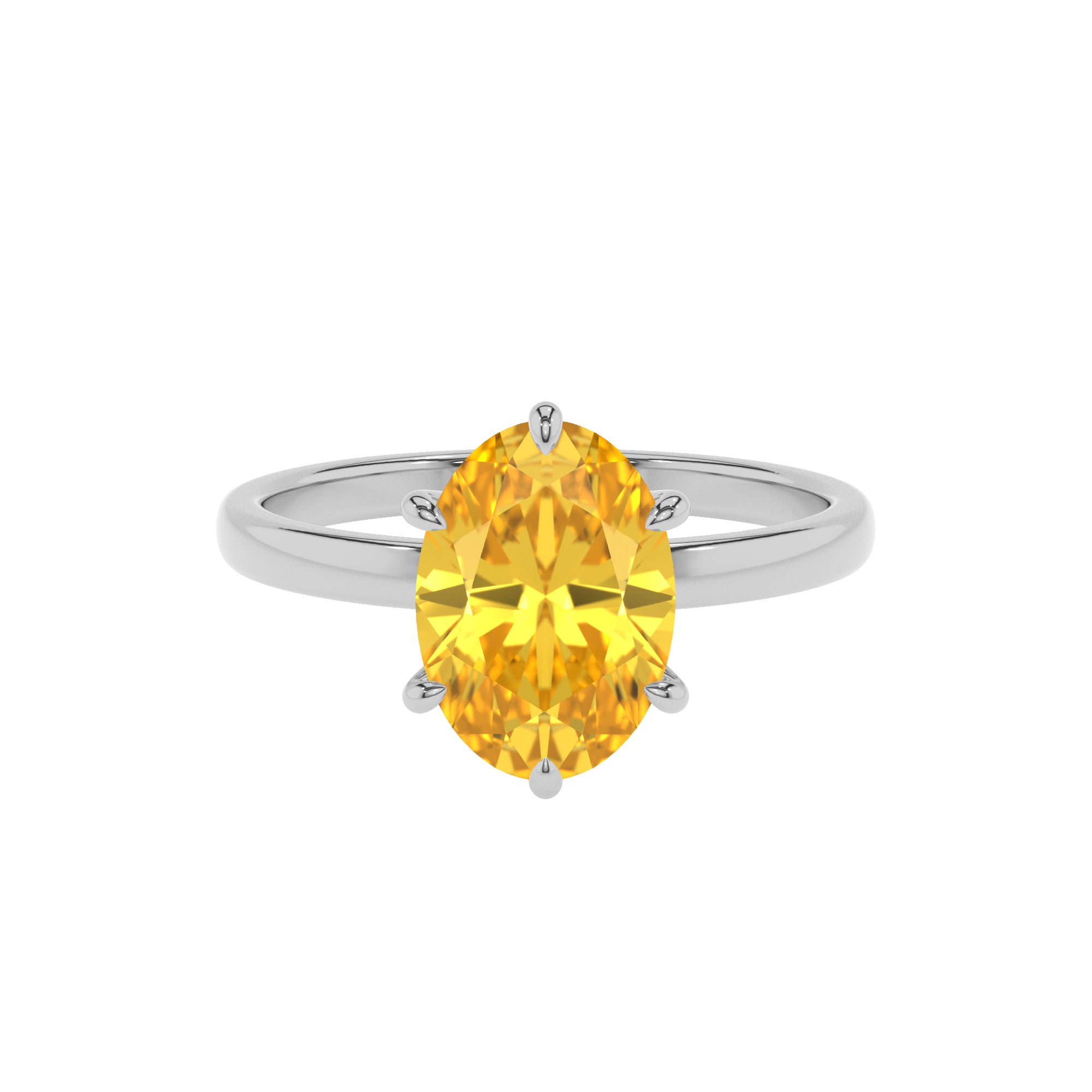 lab-grown yellow-sapphire oval solitaire engagement ring