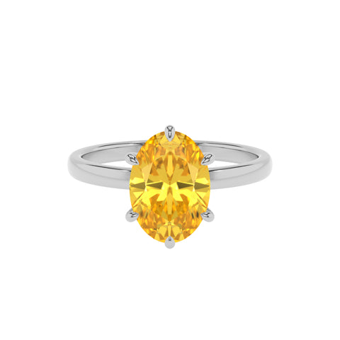 lab-grown yellow-sapphire oval solitaire engagement ring