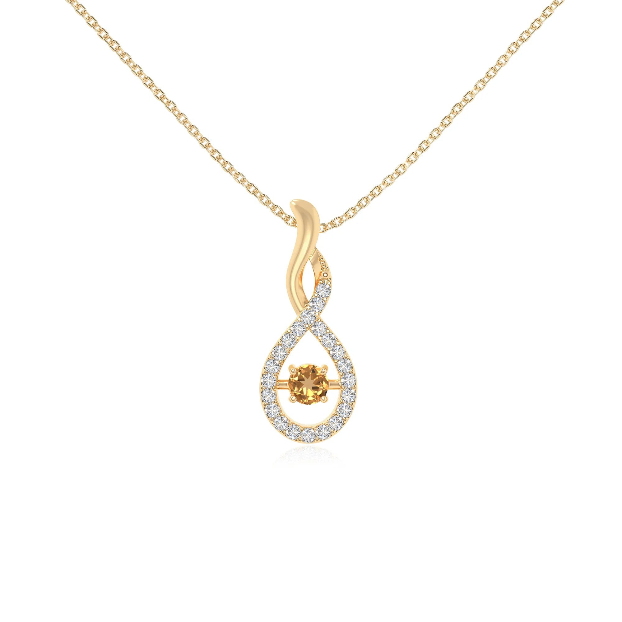 natural citrine infinity necklaces in yellow gold vermeil 