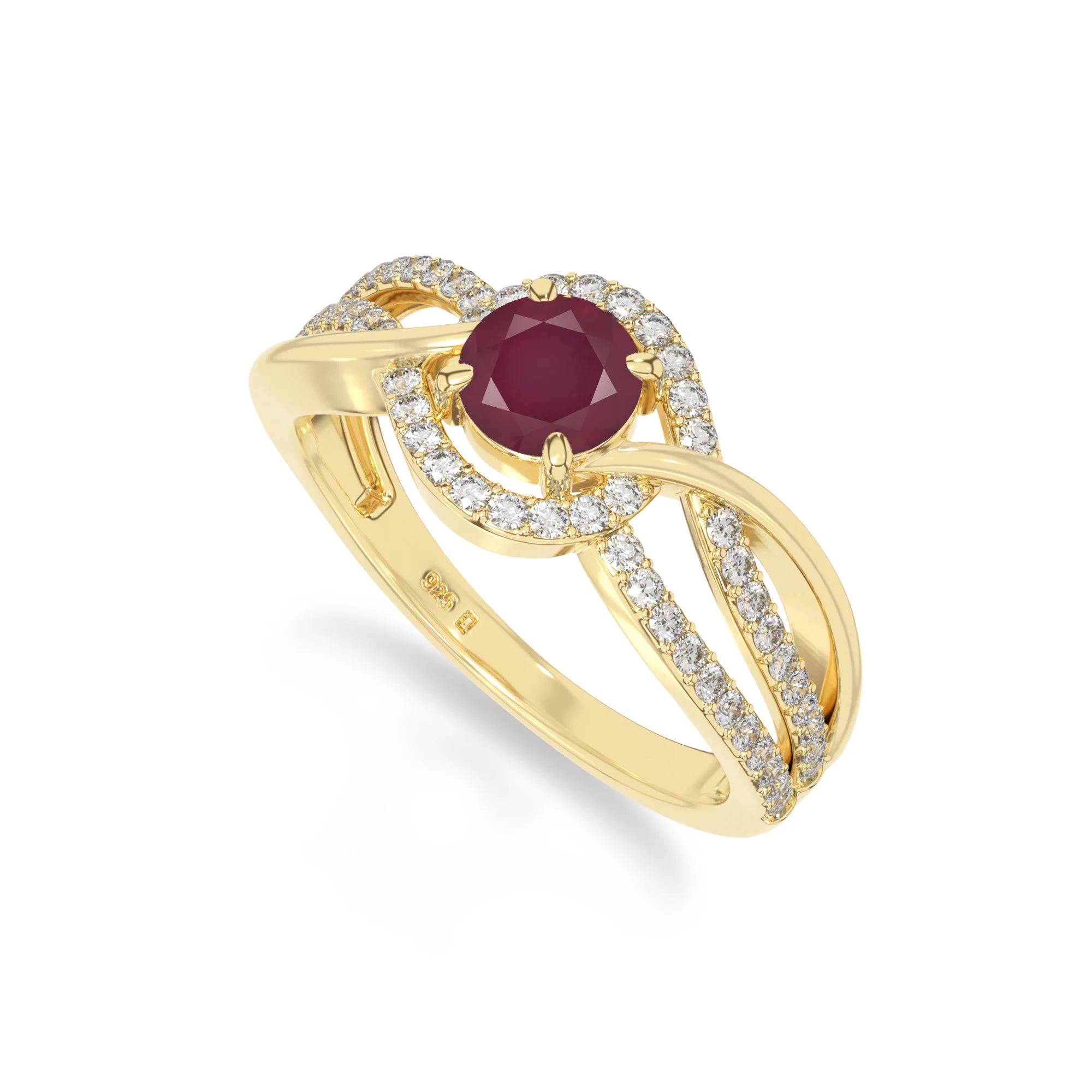 natural ruby solitaire engagement rings in yellow gold vermeil
