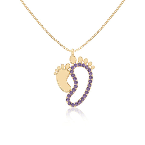 natural amethyst mother child necklaces in yellow gold vermeil 