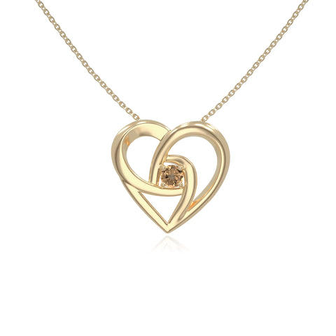 natural citrine floral heart necklaces in yellow gold vermeil 