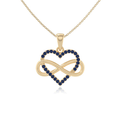 natural blue-sapphire infinity heart necklaces in yellow gold vermeil 