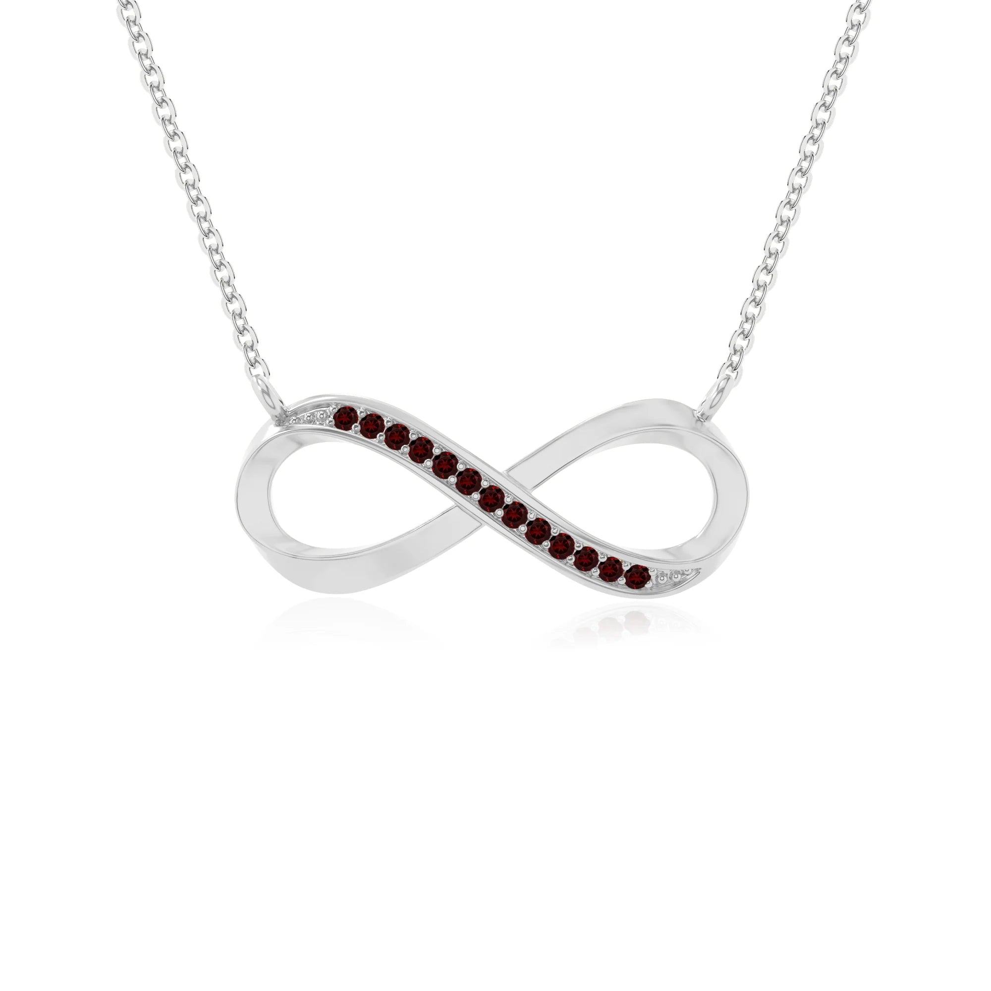 natural garnet infinity necklaces in sterling silver 