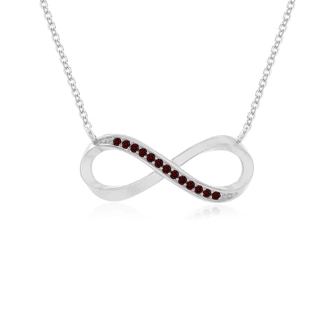 natural garnet infinity necklaces in sterling silver 