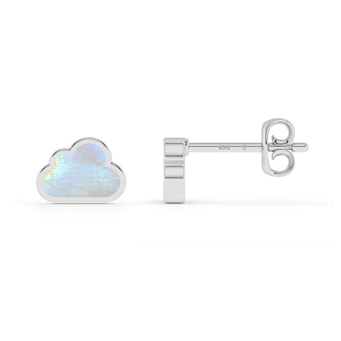 natural rainbow moonstone cloud shape stud earrings