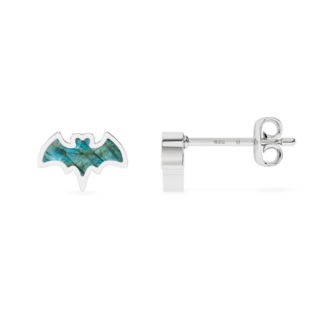 natural labradorite bat shape stud earrings